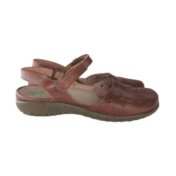 Naot Arataki Leather Mary Jane Sandal Brown Slingback Women size 38 US 7 - Picture 1 of 11